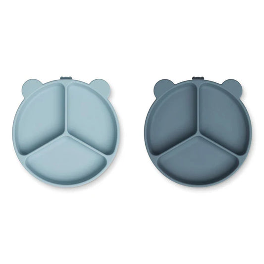 Bērnu silikona šķīvis ar piesūcekni, zils, Stacy Divider Suction plate, 2gab, Liewood, LW15122-9753