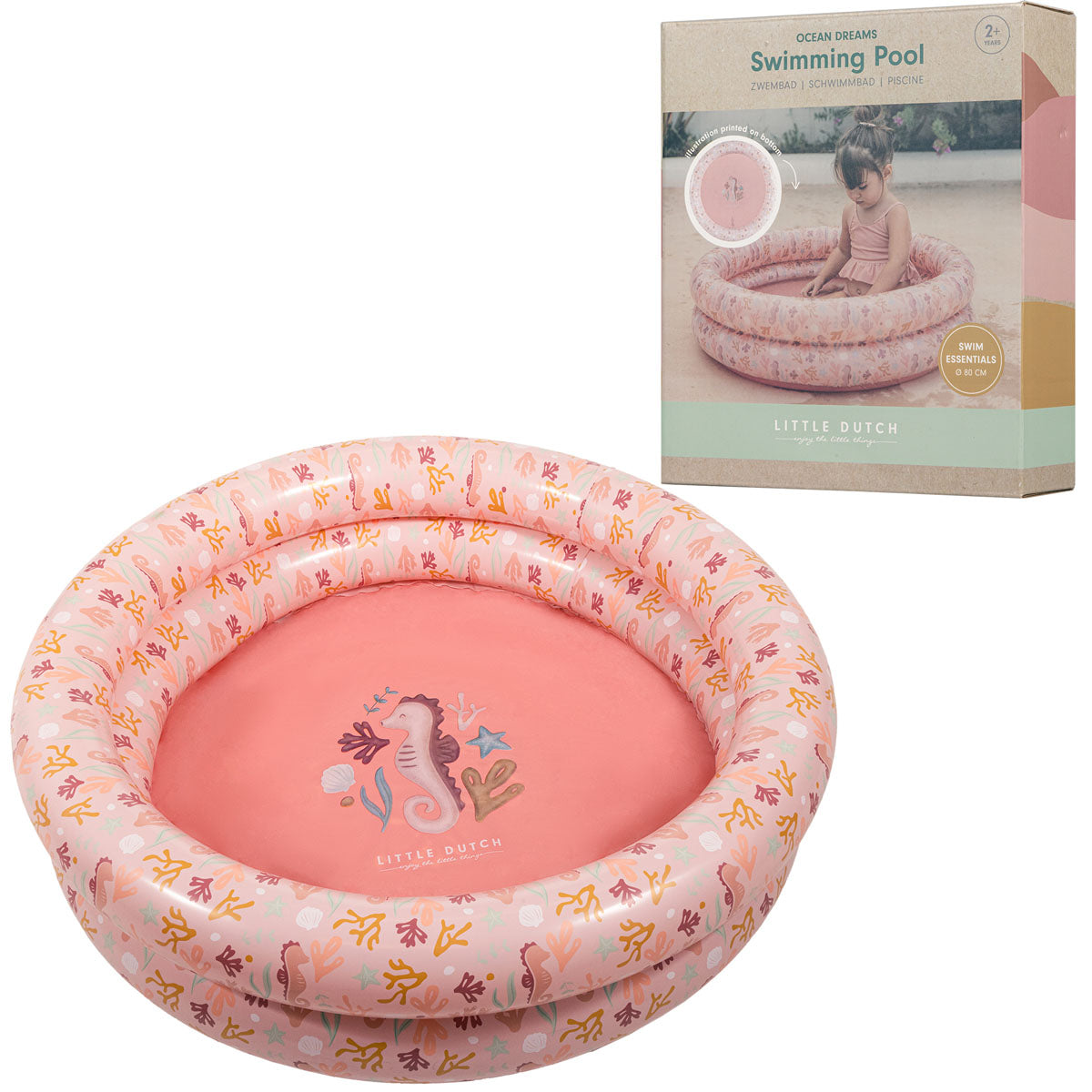 Piepūšamais bērnu baseins Ocean Dreams Pink, Pool 80cm Little Dutch, LD2012389