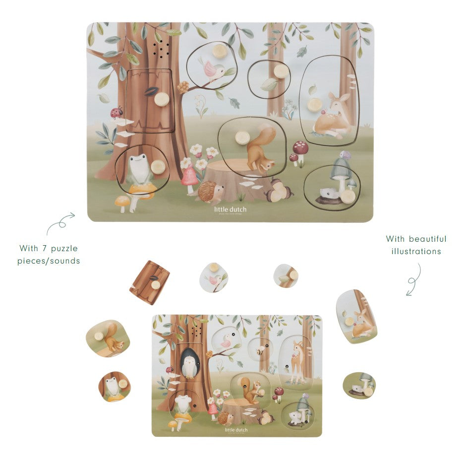 Skanošā koka puzle Forest Friends, Sound Puzzle, Little Dutch, LD7240
