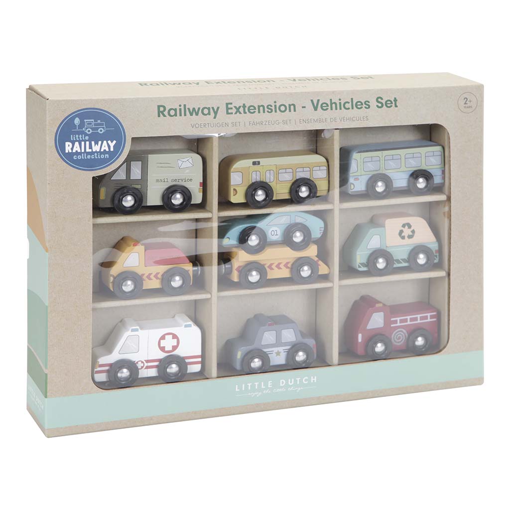 Vilcienu trases auto komplekts, Railway extension Vehicles Set, Little Dutch, LD4492