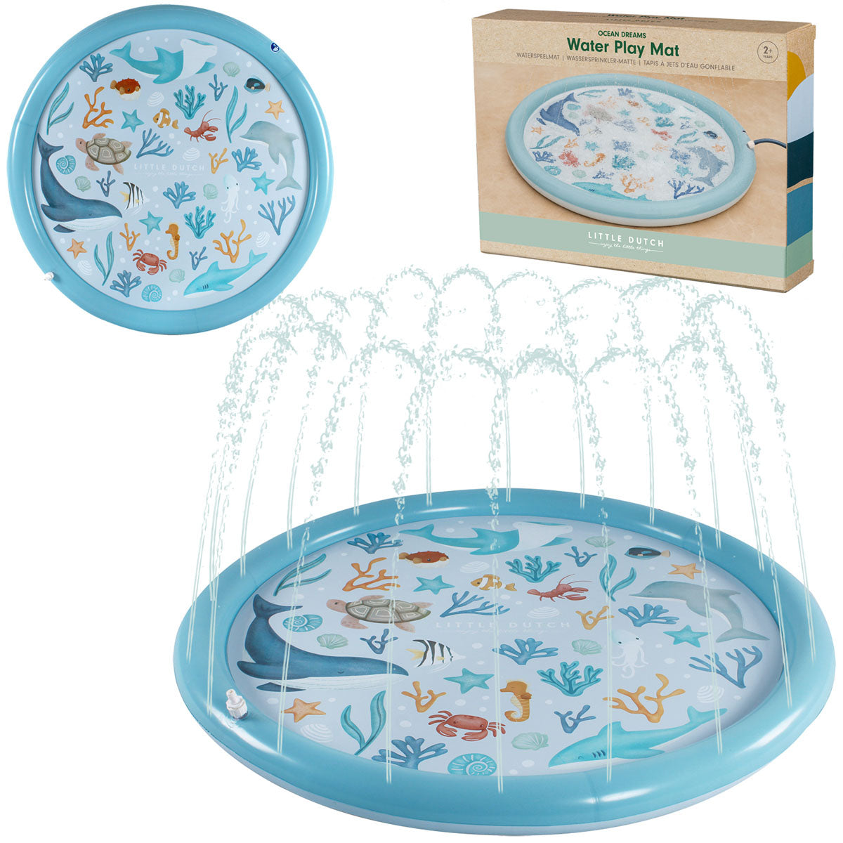 Piepūšamais strūklaku baseins Ocean Dreams Blue, Sprinkler Mat, Little Dutch, LD2012395