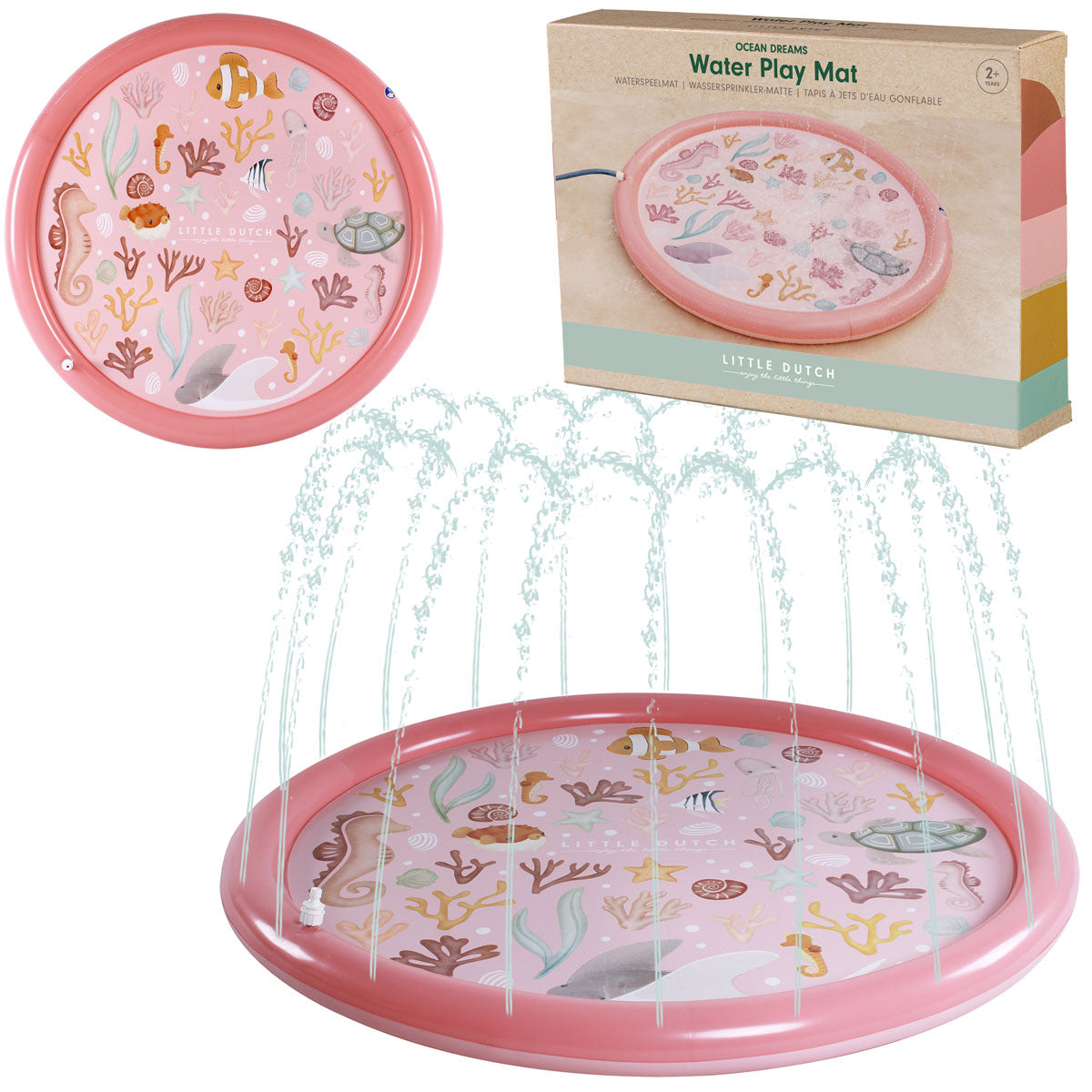 Piepūšamais strūklaku baseins Ocean Dreams Pink, Sprinkler Mat, Little Dutch, LD2012396