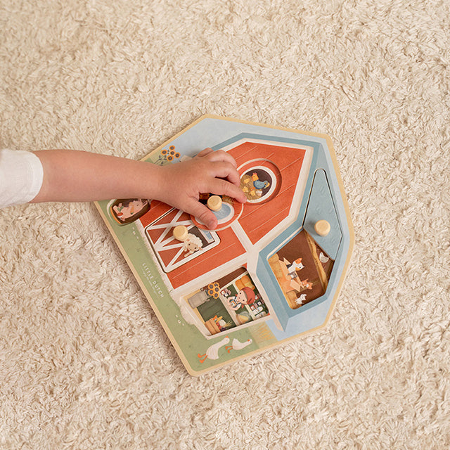 Koka figūru puzle fermas tēmā, Little Farm, Little Dutch LD7158