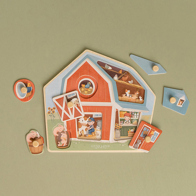 Koka figūru puzle fermas tēmā, Little Farm, Little Dutch LD7158