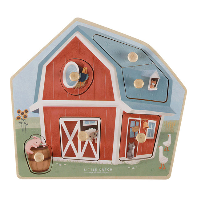 Koka figūru puzle fermas tēmā, Little Farm, Little Dutch LD7158