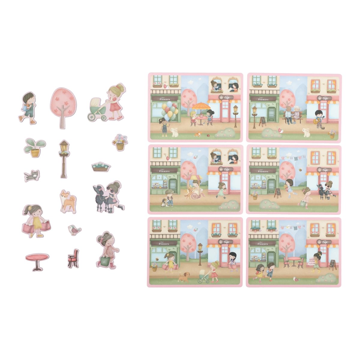 Magnētiskā spēle Rosas Shopping Street, Magnetic Playboard, Little Dutch, LD4785