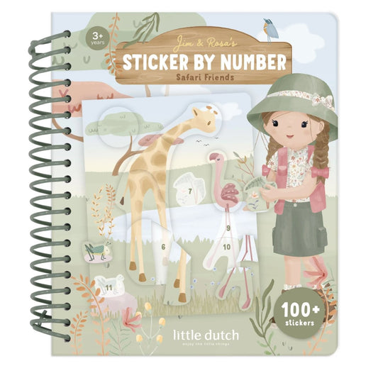 Uzlīmju aktivitāšu grāmata Sticker Booklet by Numbers, Safari Friends Rosa, Little Dutch, BT126908