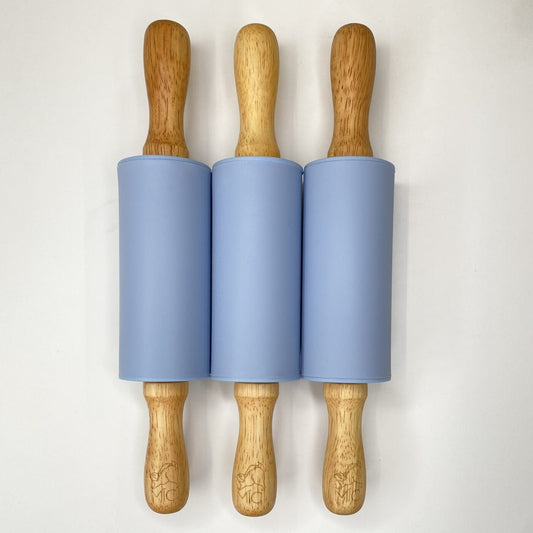 Rotējošs silikona rullītis plastilīnam, zils, MĪCI