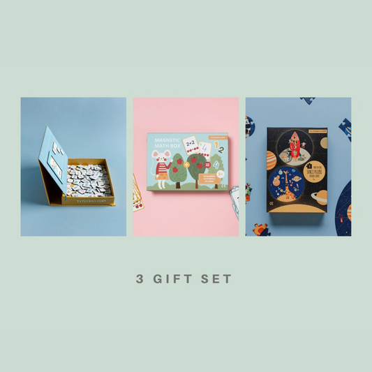 3 dāvanu komplekts Alfabēts, Matemātikas spēle + Kosmosa puzle, Gift Set, Tu Tu Family