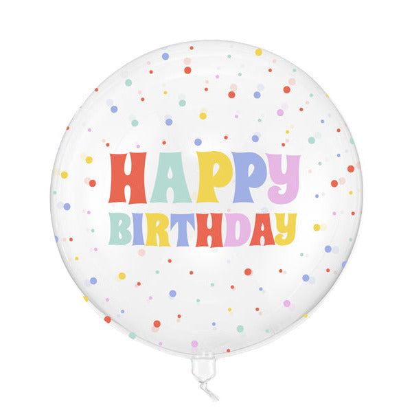 Balons Bubble Balloon Happy Birthday With Dots ar punktiņiem, 60cm, ORB24-3
