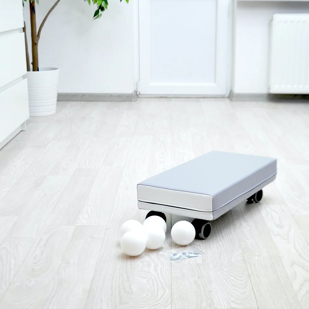 Mīkstie kluči uz riteņiem Mazais Sērfotājs,  Soft Play on Wheels, Oplay, grey, OP02
