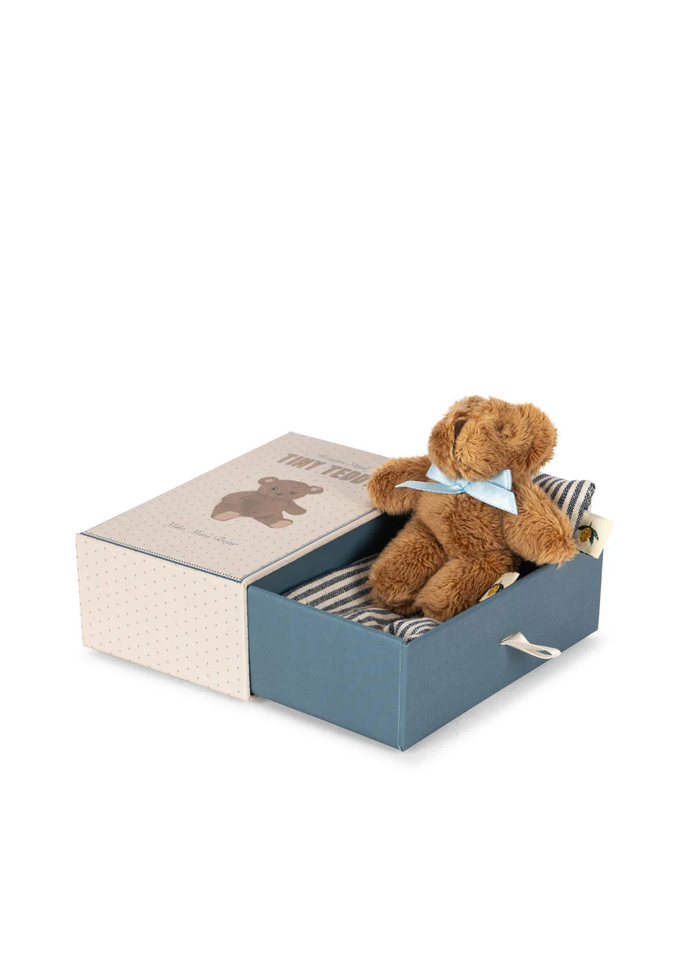 Mini lācītis kastītē, Tiny Teddy Milo, 9 cm, Konges Slojd, KS104069-BROWN
