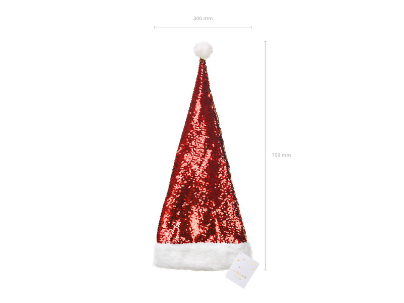 Garā Ziemassvētku rūķu cepure ar fliteriem, Santa's Hat, Party Deco, PH7