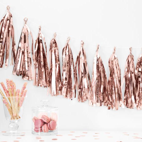 Svētku virtene ar pušķiem - Party Deco Tassel Garland, rose gold. TG1-019R