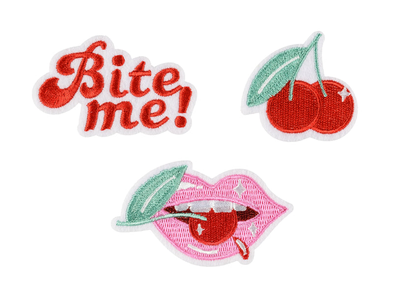 Piegludināmie izšuvumi ar lūpiņām, Iron on Patches Bite Me, Party Deco, NAP9