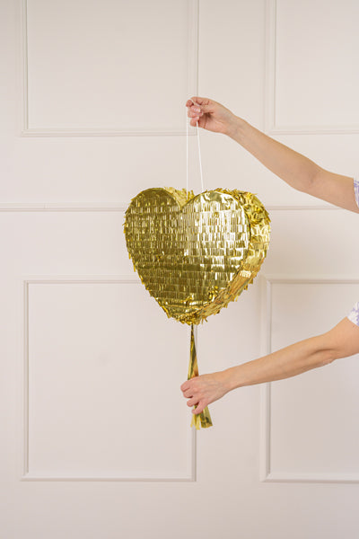 Pinjata zelta sirds, Pinata Love Heart, 36x32x10cm PINS1, Party Deco
