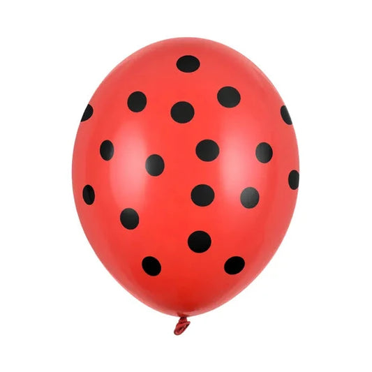 Balons Dots - Pastel Poppy Red, sarkans ar melniem punktiņiem, 30cm