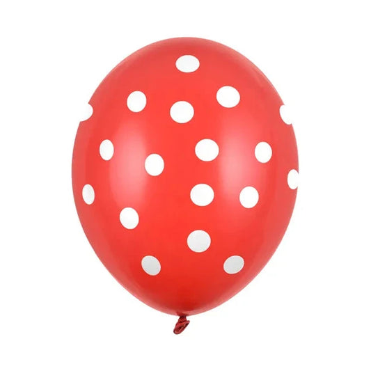 Balons Dots - Pastel Poppy Red, sarkans ar baltiem punktiņiem, 30cm