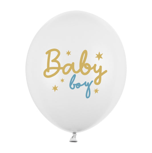 Hēlija balons - ar uzrakstu Baby Boy, balts, 30cm
