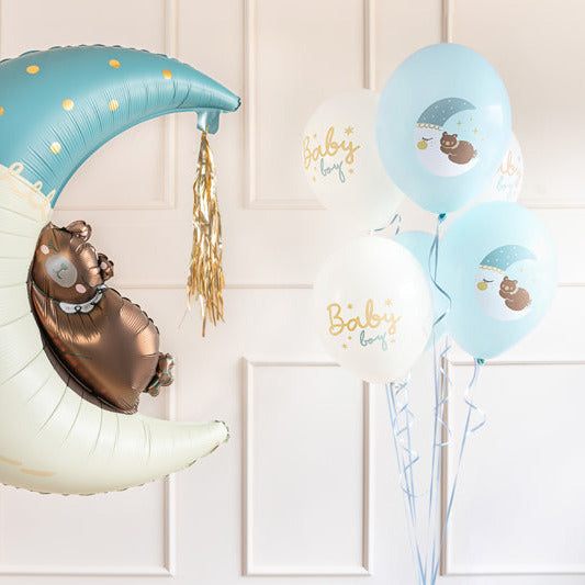 Hēlija balons - ar uzrakstu Baby Boy, balts, 30cm