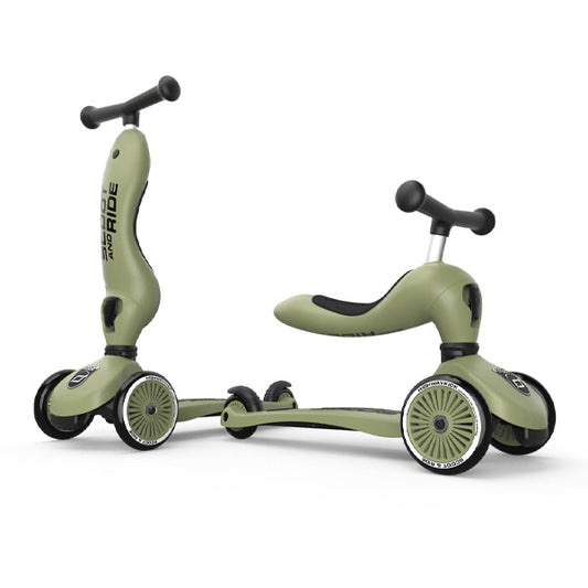 Transformējams skrejritenis Highway Kick 1, 2in1, Olive, Scoot and Ride
