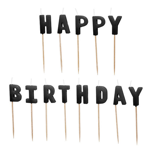 Svecītes kūkai Happy Birthday, Cake Candles, melnas, 2,5cm
Artikuls: SCS-13-010