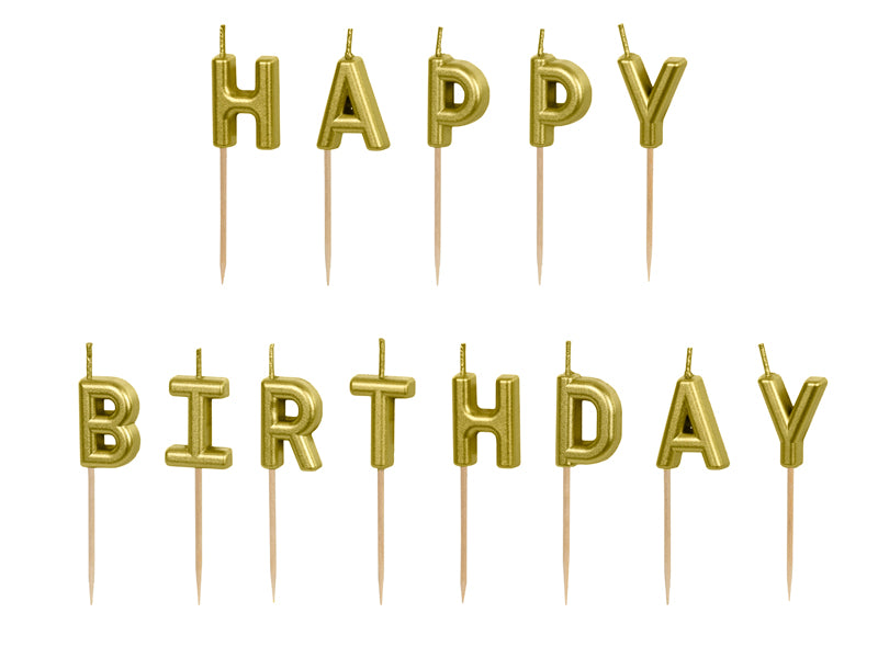 Svecītes kūkai Happy Birthday, Cake Candles, zelta, 2,5cm
Artikuls: SCS-13-019