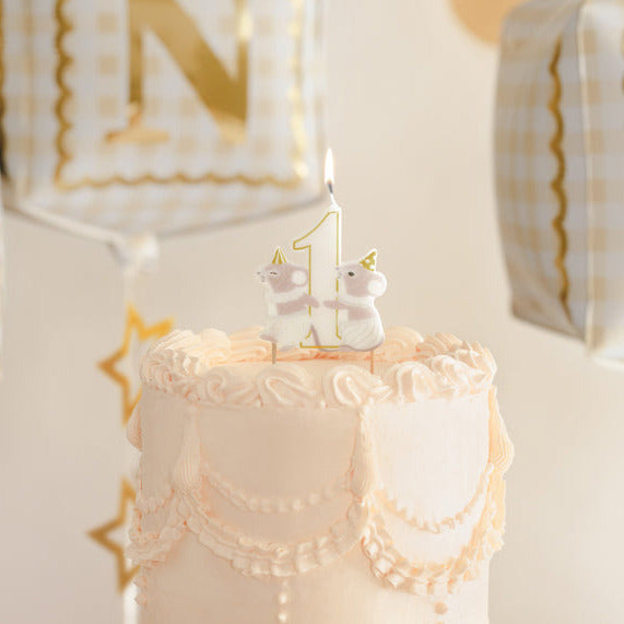 Pirmās dzimšanas dienas svecīte ar pelītēm un ciparu 1, Birthday Candle Mice
Artikuls: SCU17-1