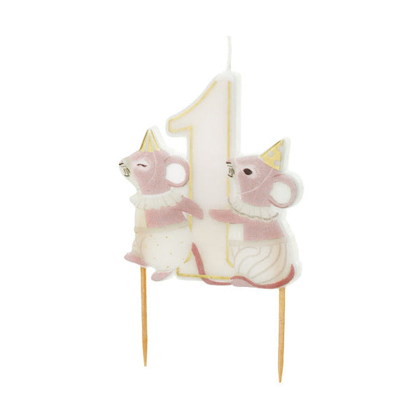 Pirmās dzimšanas dienas svecīte ar pelītēm un ciparu 1, Birthday Candle Mice
Artikuls: SCU17-1