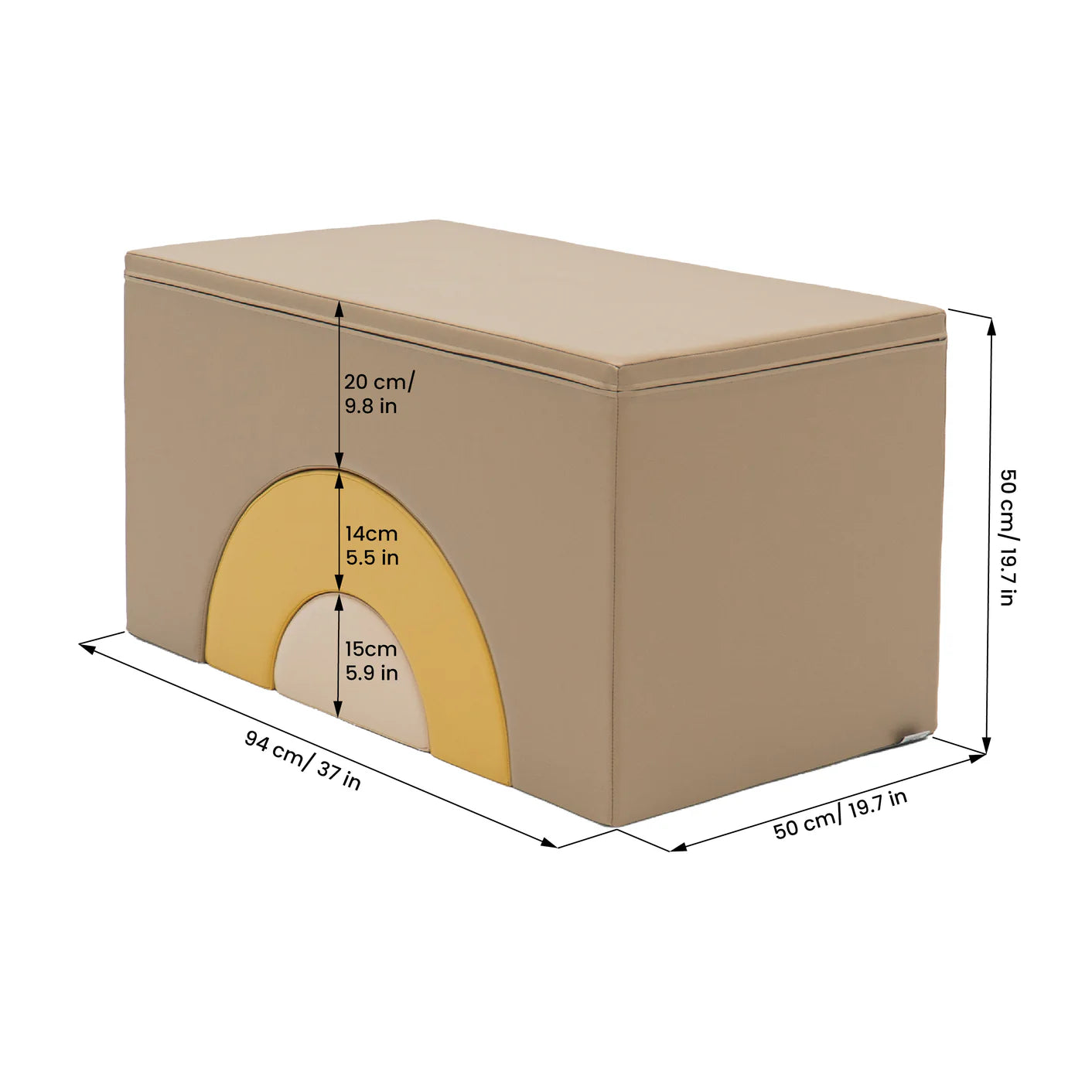 Minkšti blokeliai XL Rainbow Bridge minkštas žaidimų kambarys, IGLU - smėlio spalvos medaus spalvos