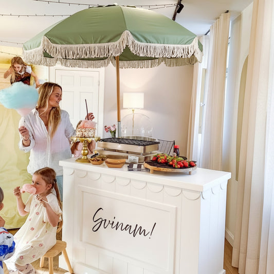 Salokāms saldumu bārs / galds Snack Bar ar saulessargu ar bārkstim - NOMA Liepājā