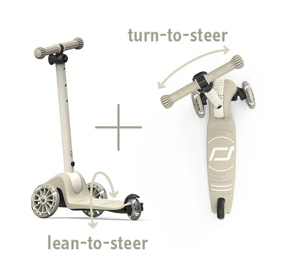 Bērnu skrejritenis bēšs, Highwaykick 3 S LED, Ash, Scoot and Ride, 00937