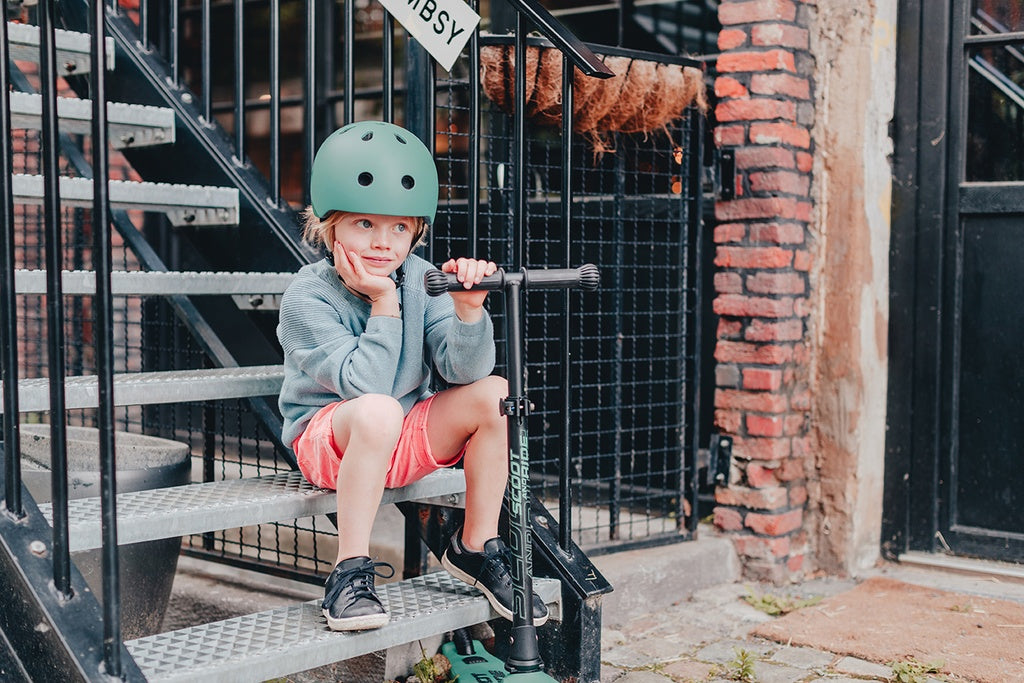 Bērnu ķivere zaļa, Helmet Forest, Scoot and Ride, S-M
