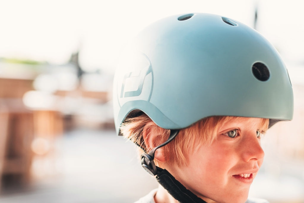 Bērnu ķivere zila, Helmet Steel, Scoot and Ride, S-M