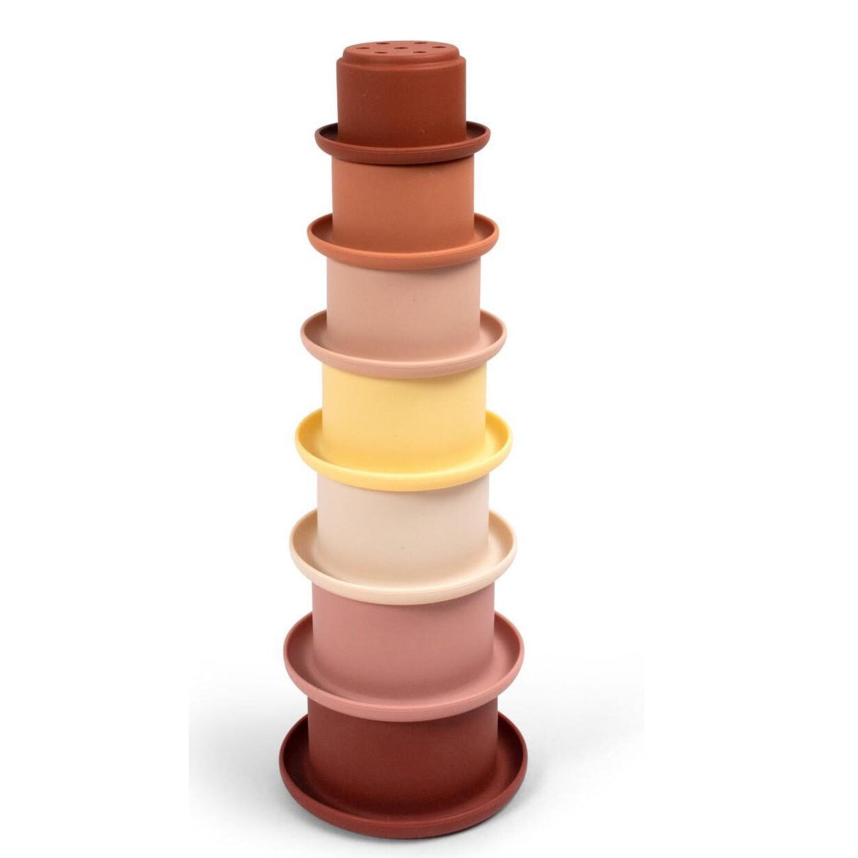 Silikona krūzīšu tornis, Silicone Stacking Cups, Rose, Filibabba