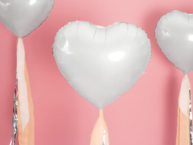 Sirds - folija balons, balts, 45cm, FB9M-008, Hēlija baloni Liepājā
