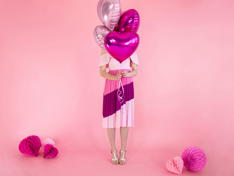 Sirds - folija balons, tumši rozā, 45cm, FB9M-006, Hēlija baloni Liepājā