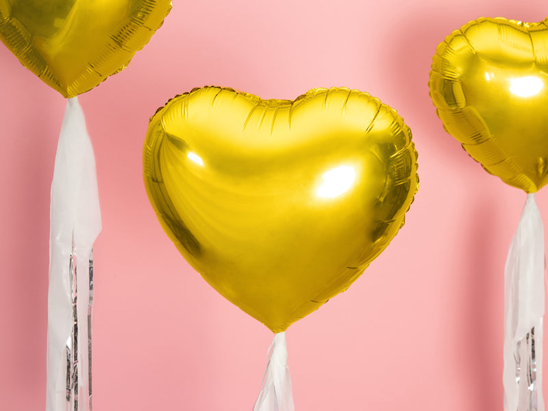 Sirds - folija balons, zelta, 45cm, FB9M-019, Hēlija baloni Liepājā