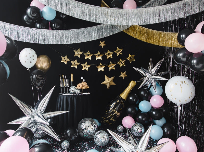 Svētku virtene ar bārkstīm - Fringe Garland, party deco, sudraba, FG1-018
