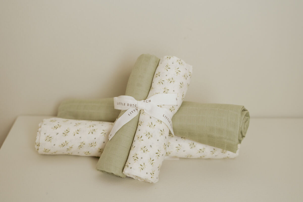Muslīna kokvilnas autiņi Muslin Swaddles, Blueberry Leaves & Sage, Little Dutch, TE51814034