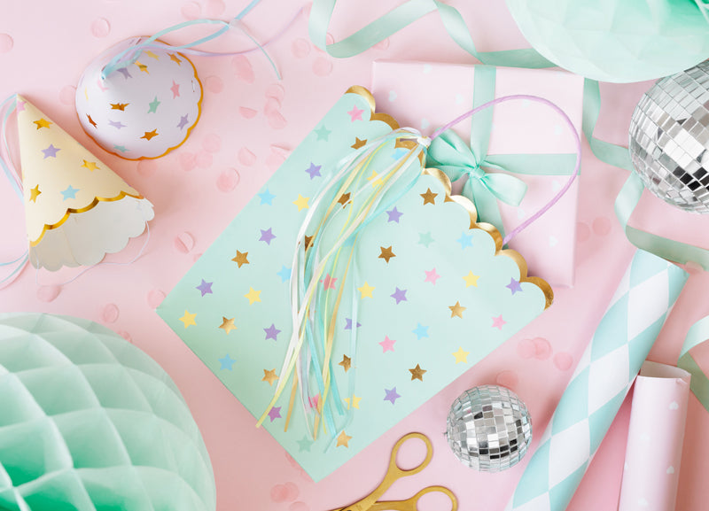 Dāvanu maisiņš Zvaigznītes, Gift Bag Stars, 22x23x8cm, Party Deco, TNP11