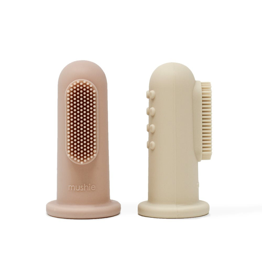 Pirkstiņu zobu birste mazuļiem, Finger Toothbrush, Blush/Sand, Mushie