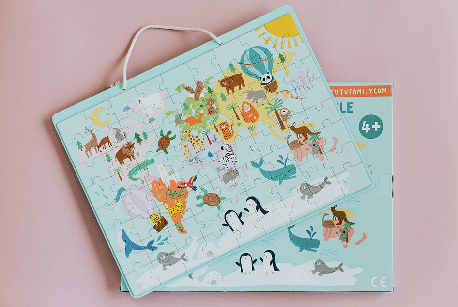Magnētiskā pasaules kartes puzle, Magnetic World Map Puzzle, Tutu Family