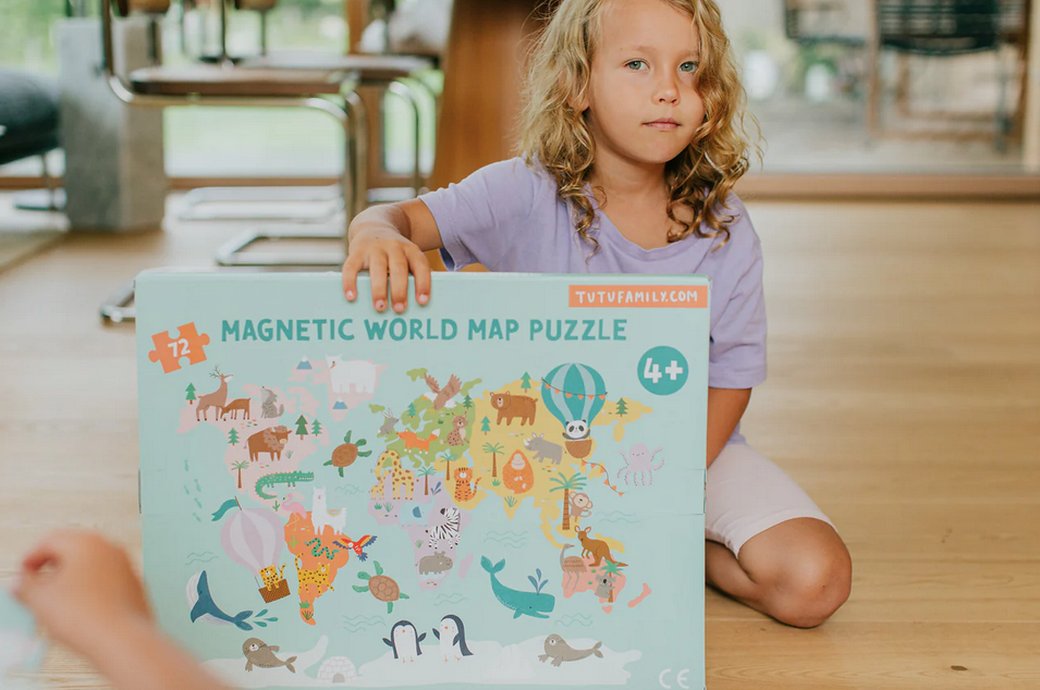 Magnētiskā pasaules kartes puzle, Magnetic World Map Puzzle, Tutu Family