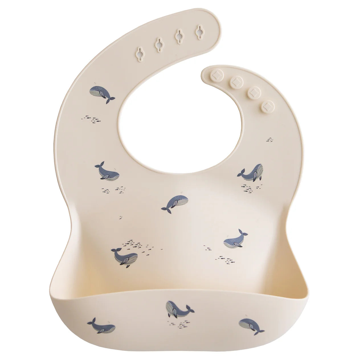 Silikona lacīte, Silicone Baby Bib Whales, Mushie