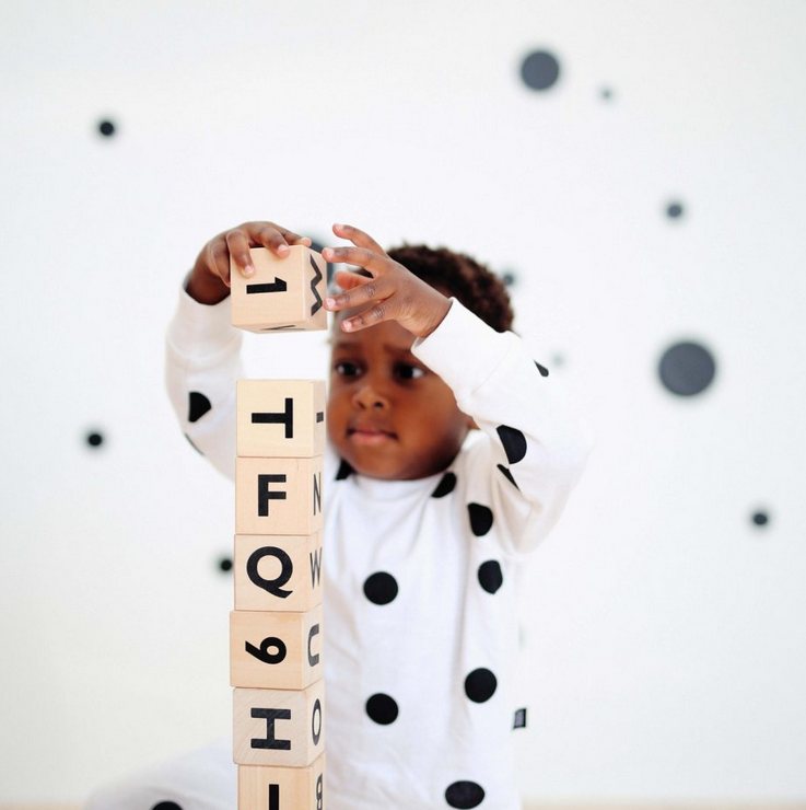 Koka alfabēta klucīši, Alphabet Blocks Black, Ooh Noo