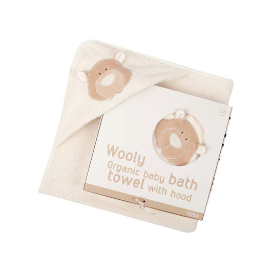 Bērnu dvielis ar kapuci Lācītis, Bath Towel with Hood, Teddy, 75x75cm, Wooly Organic, WO107