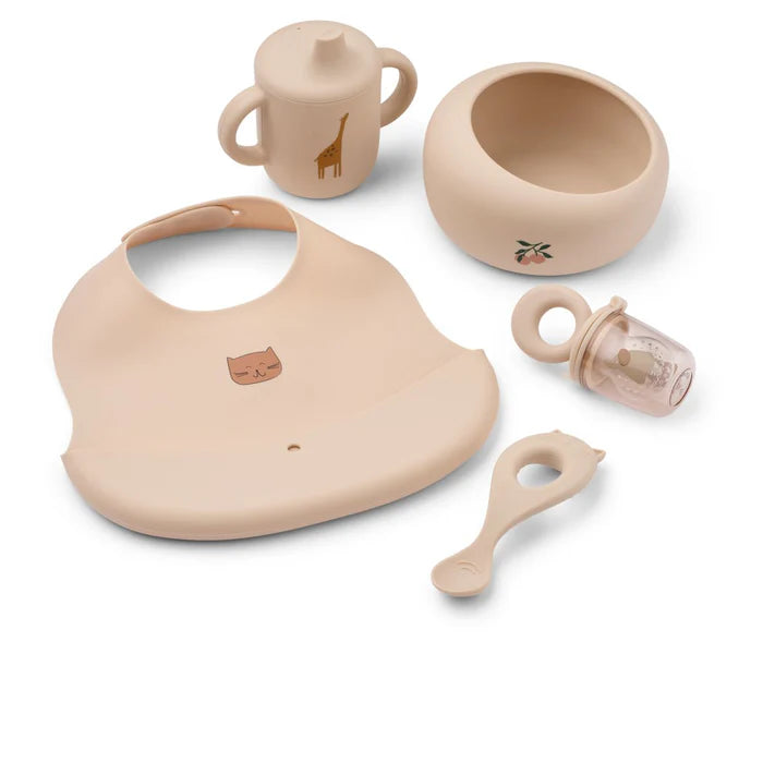 Mazuļu trauku komplekts, silikona, Mileah Baby Mealtime Set, Apple Blossom, Liewood