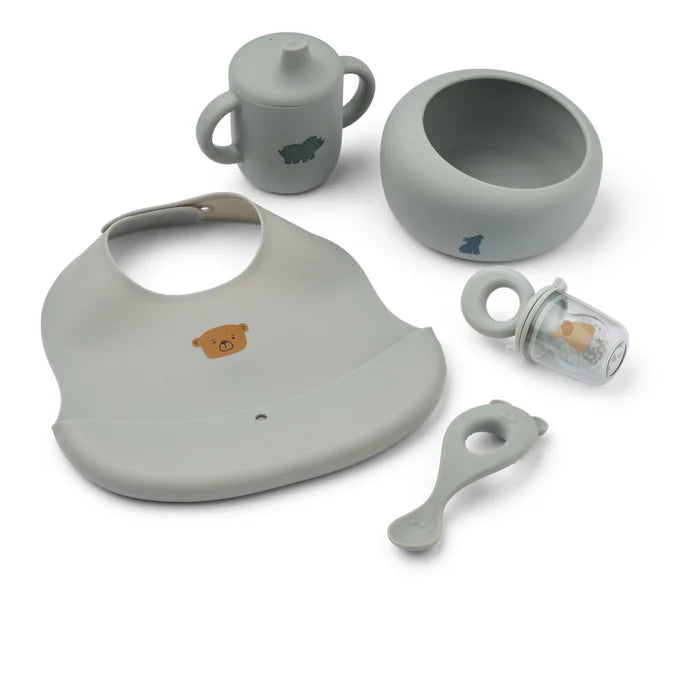 Mazuļu trauku komplekts, silikona, Mileah Baby Mealtime Set, Dove blue, Liewood