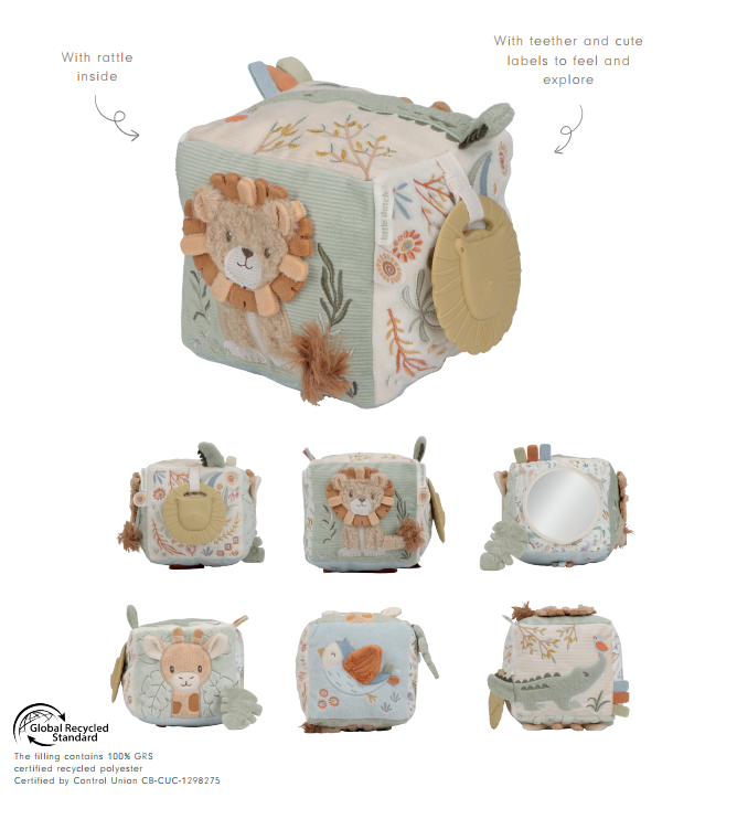 Mīkstais aktivitāšu kubs Safari Friends, Soft Activity Cube, Little Dutch